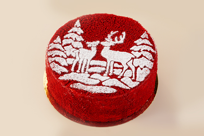 Торт красный бархат "Зимний лес" в Пироговом Дворике