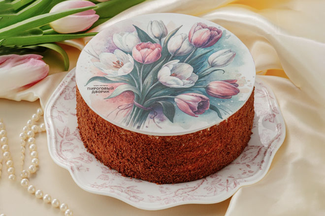Торт сметанник "8 марта" в Пироговом Дворике